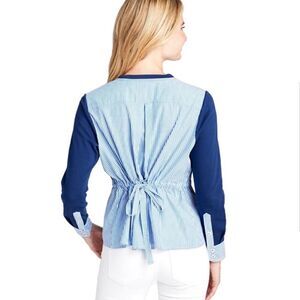 Vineyard Vines Mixed Media Tie Back Striped Top